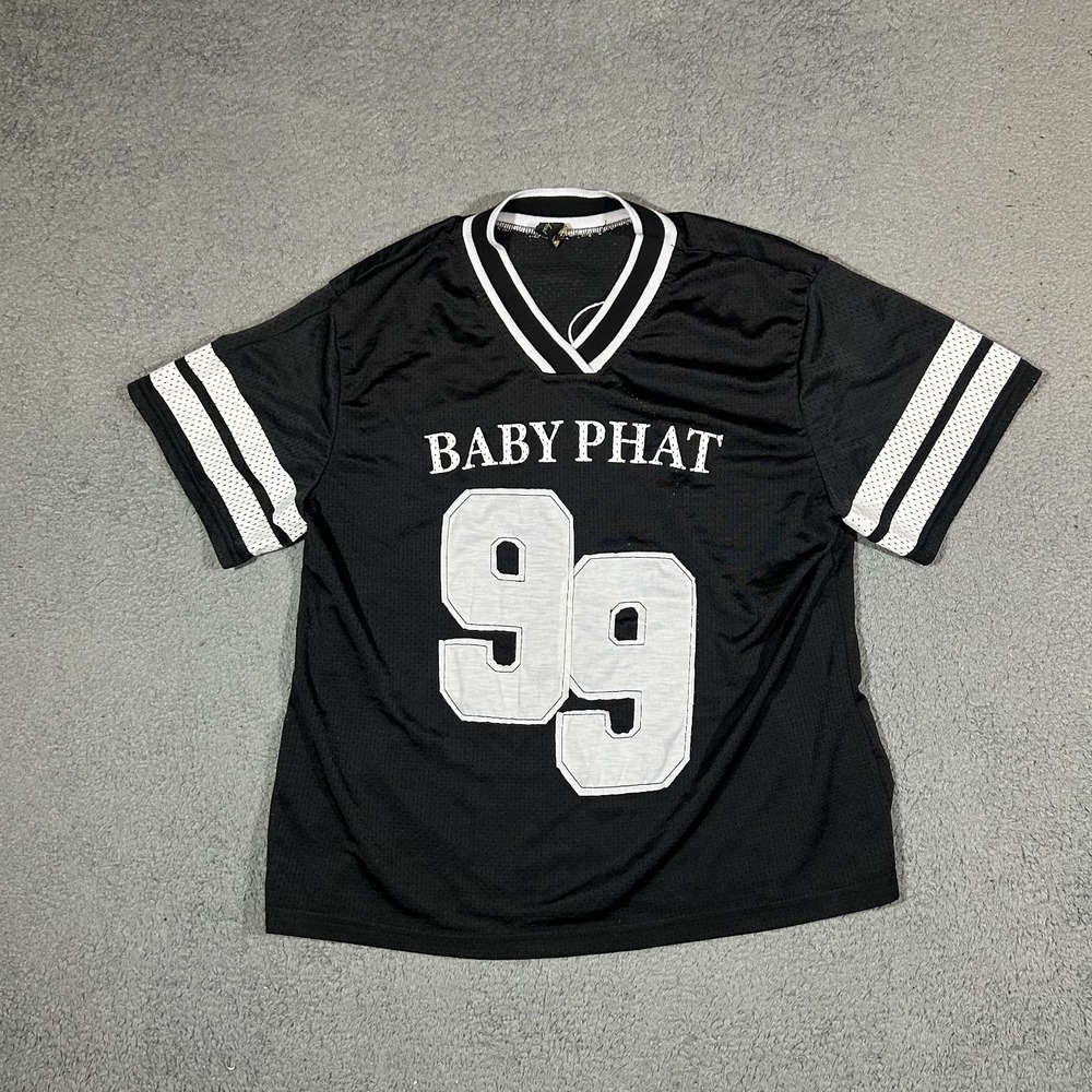 VTG Baby Phat "99" Black Mesh Jersey V Neck Perforated Lightweight #3494